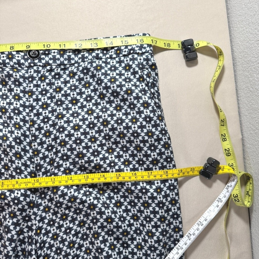 Maeve Anthropologie Callan Wide Leg Pants Geometric Tile Print Blue White 14 - Picture 2 of 16
